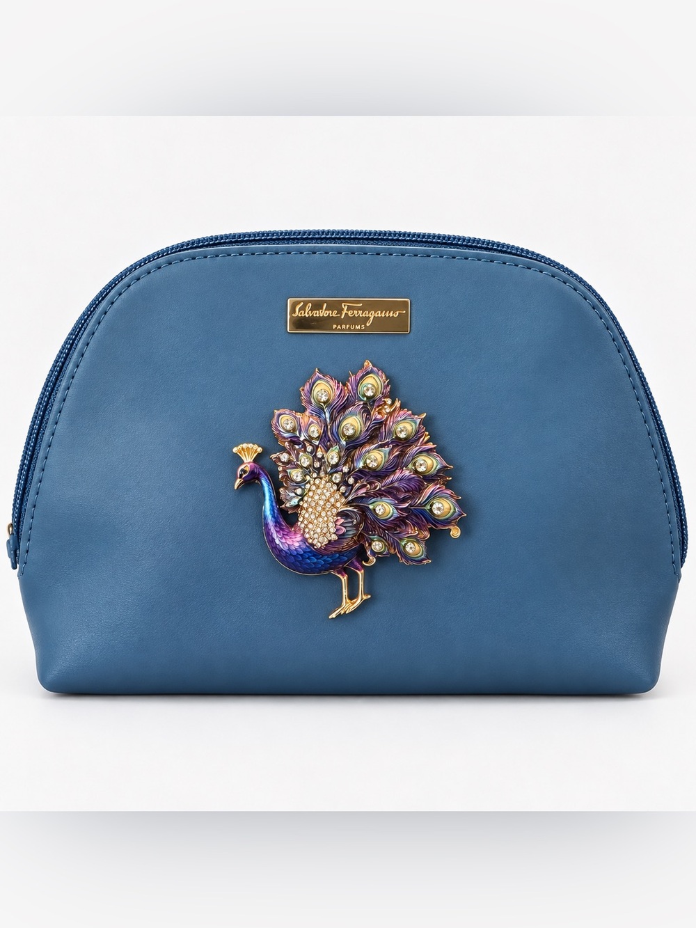 Like New Ferragamo Parfums Turkish Airlines Pouch with Peacock Brooch